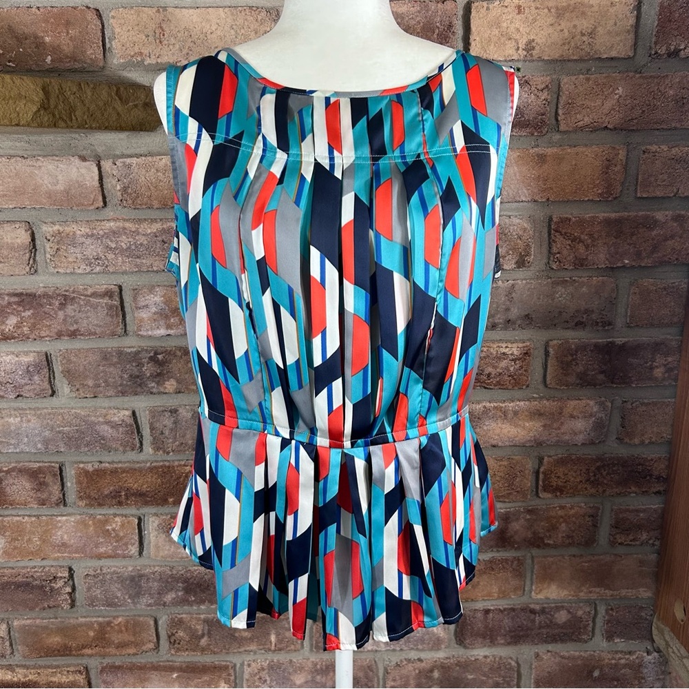 NINE WEST Pleated Peplum Blouse 34
